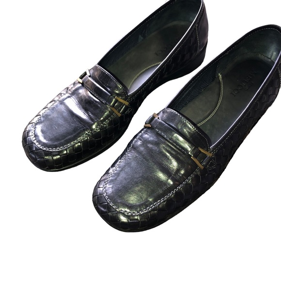 Sesto MEUCCI Black Woven Leather Slip On Shoes Size 11M - Picture 11 of 14